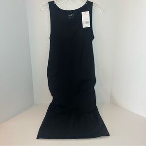 NWT Isabella Maternity sleeveless Tshirt Dress black ruched midi size SMALL
